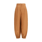 Fendi Brown Linen Casual Pants Fendi