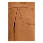 Fendi Brown Linen Casual Pants Fendi