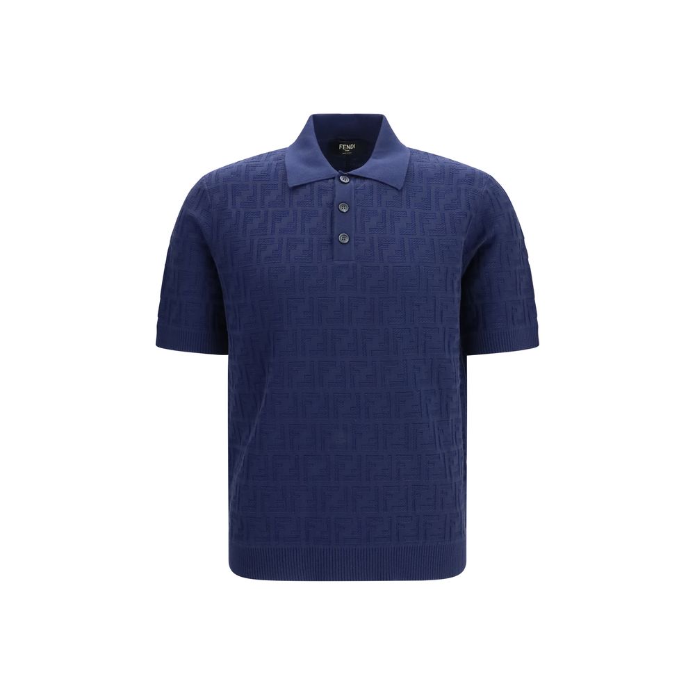 Fendi Blue Cotton Polo Shirt Fendi