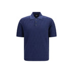 Fendi Blue Cotton Polo Shirt Fendi