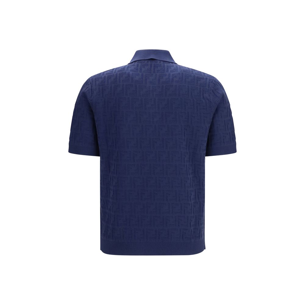 Fendi Blue Cotton Polo Shirt Fendi