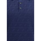 Fendi Blue Cotton Polo Shirt Fendi