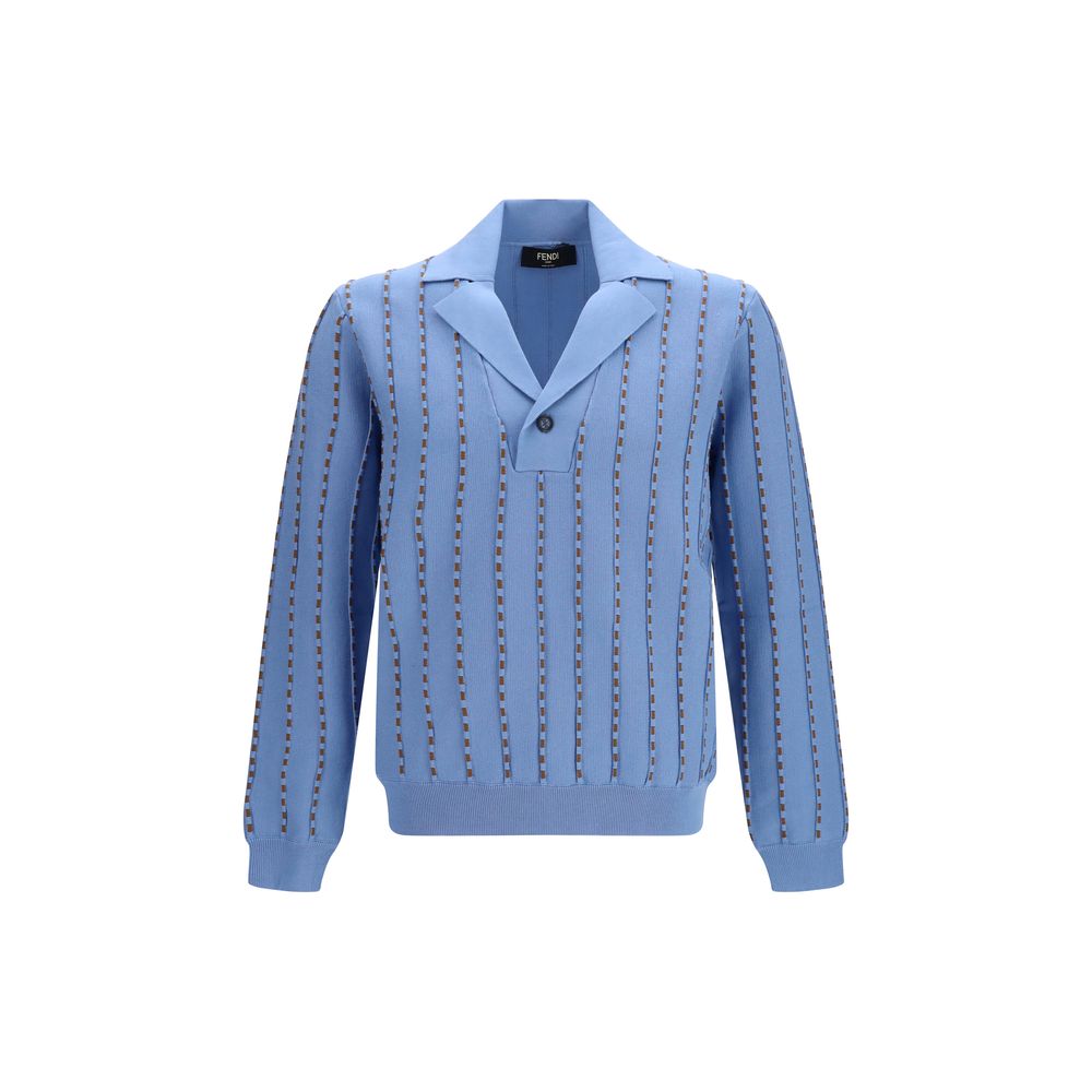 Fendi Blue Cotton Sweatshirt Fendi