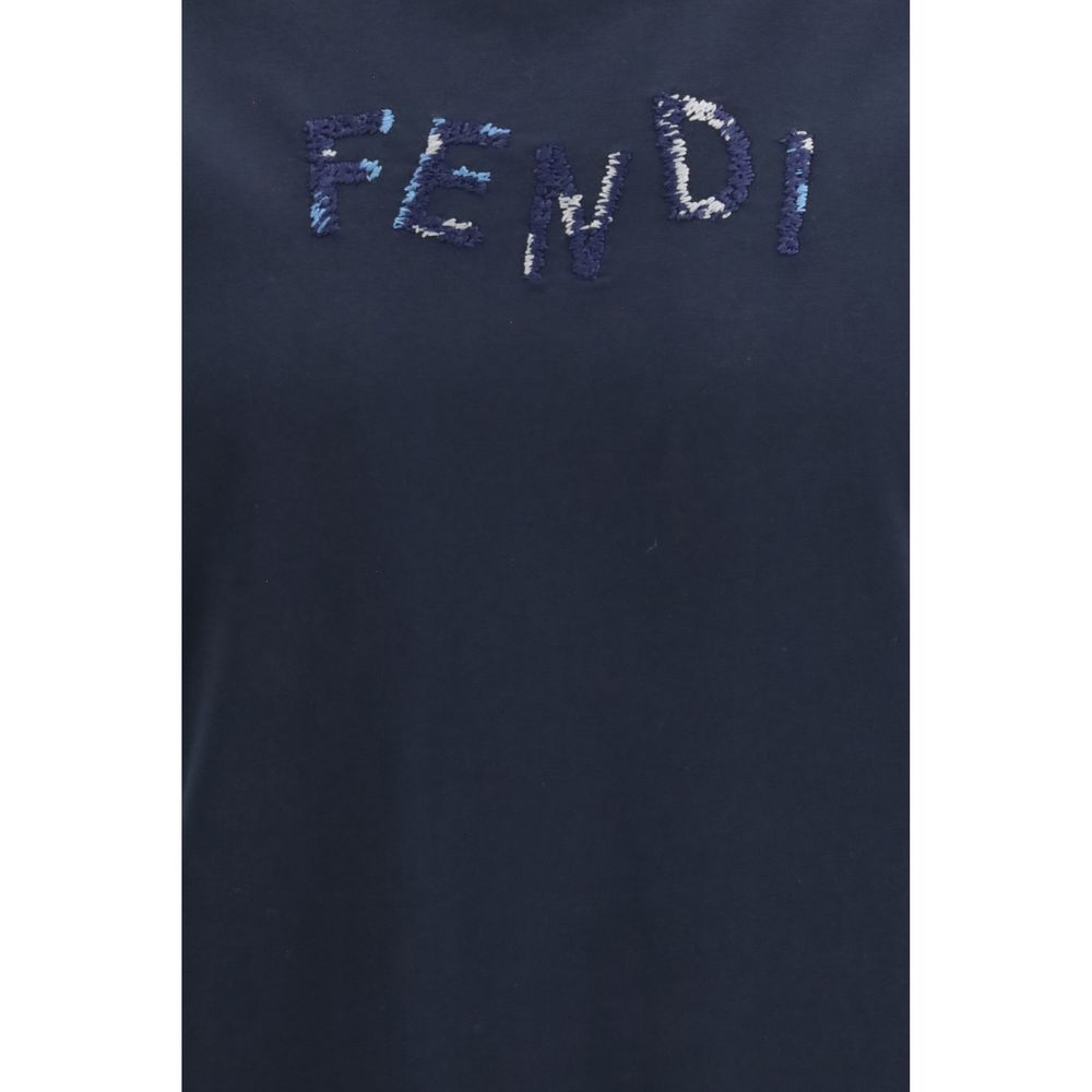 Fendi Blue Cotton T-Shirt Fendi