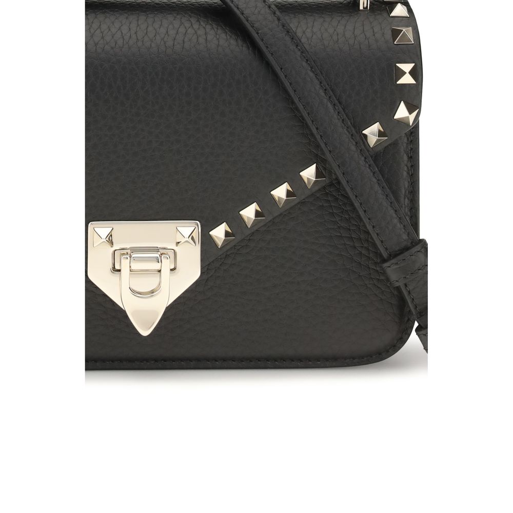 Valentino Garavani Black Calf Leather Bos Taurus Shoulder Bag Valentino Garavani