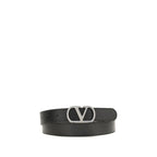 Valentino Garavani Black Calf Leather Bos Taurus Regular Belt Valentino Garavani