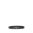 Valentino Garavani Black Calf Leather Bos Taurus Regular Belt Valentino Garavani