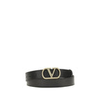 Valentino Garavani Black Calf Leather Bos Taurus Regular Belt Valentino Garavani