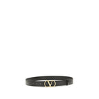 Valentino Garavani Black Calf Leather Bos Taurus Regular Belt Valentino Garavani