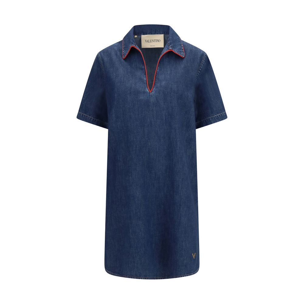 Valentino Blue Cotton Casual Dress Valentino