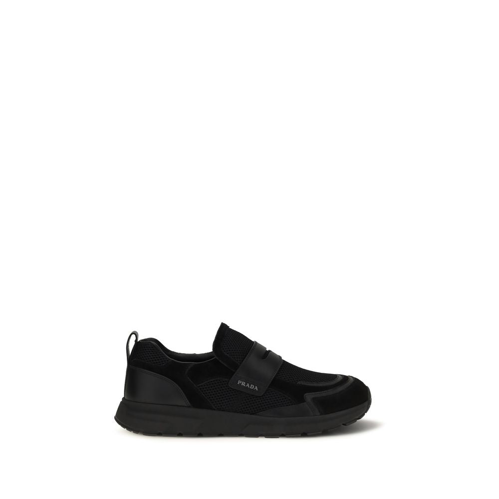 Prada Black Calf Leather Bos Taurus Athletic Sneakers Prada