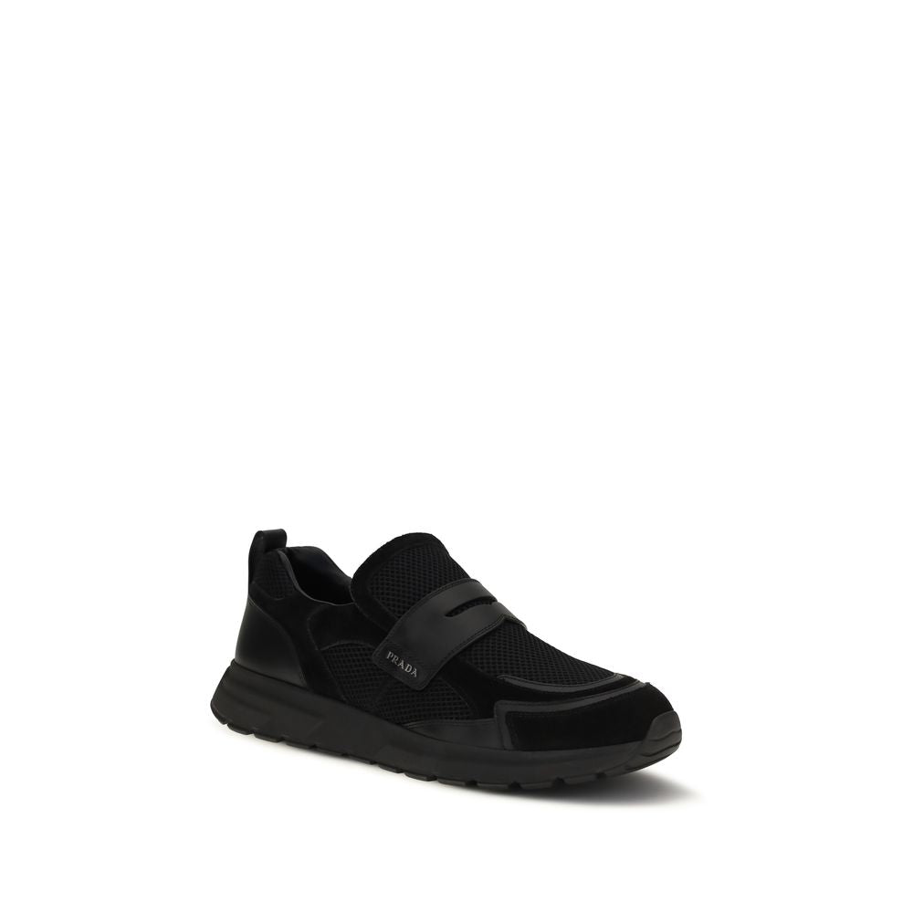 Prada Black Calf Leather Bos Taurus Athletic Sneakers Prada