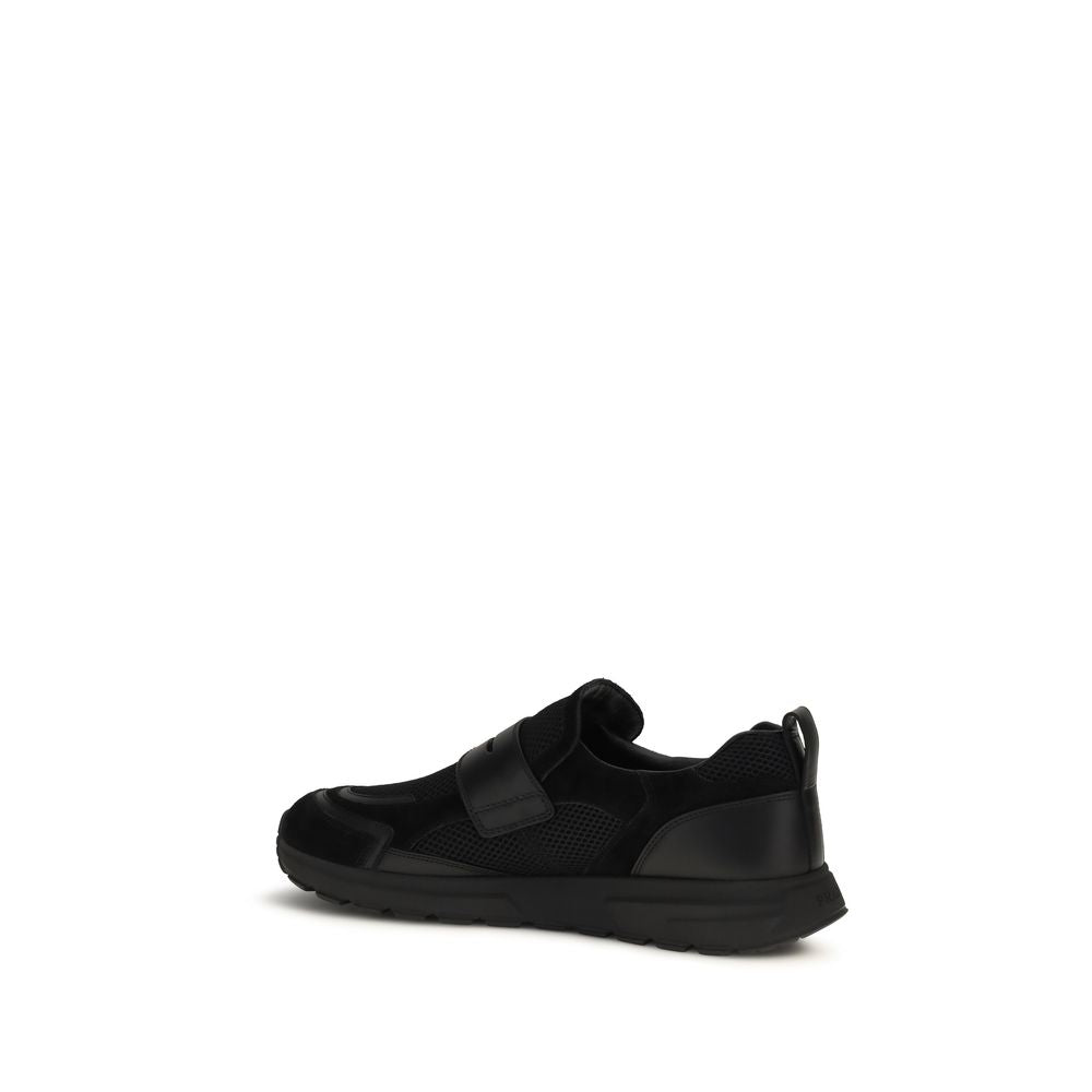 Prada Black Calf Leather Bos Taurus Athletic Sneakers Prada