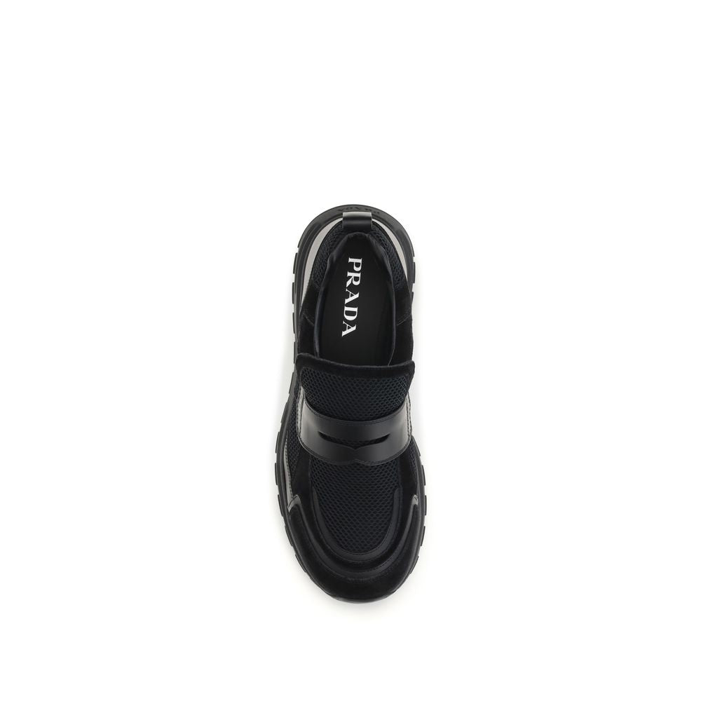 Prada Black Calf Leather Bos Taurus Athletic Sneakers Prada