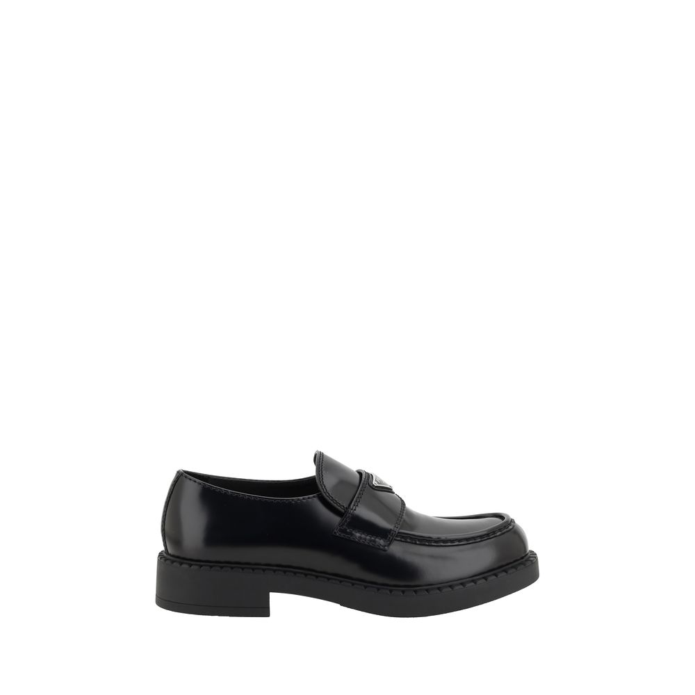 Prada Black Calf Leather Bos Taurus Platform Loafers Prada