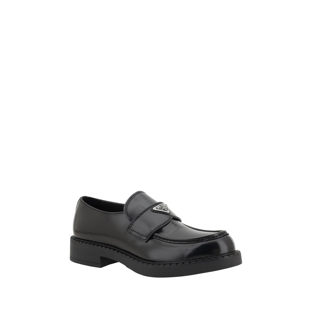 Prada Black Calf Leather Bos Taurus Platform Loafers Prada