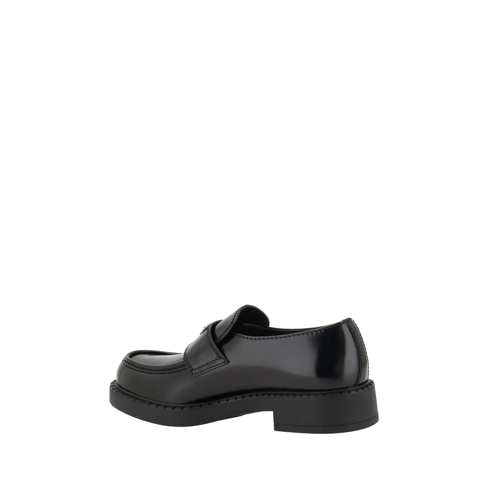 Prada Black Calf Leather Bos Taurus Platform Loafers Prada