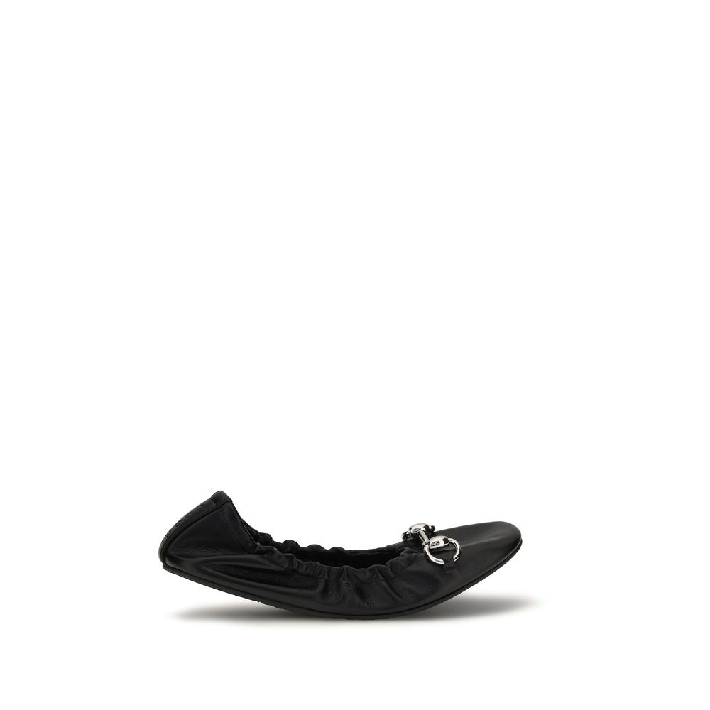 Gucci Black Calf Leather Bos Taurus Ballet Flats Gucci