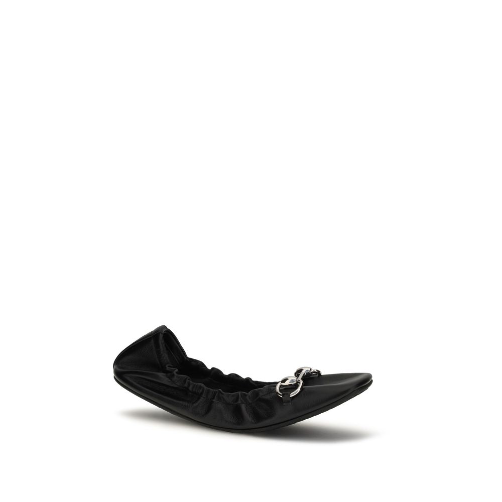 Gucci Black Calf Leather Bos Taurus Ballet Flats Gucci