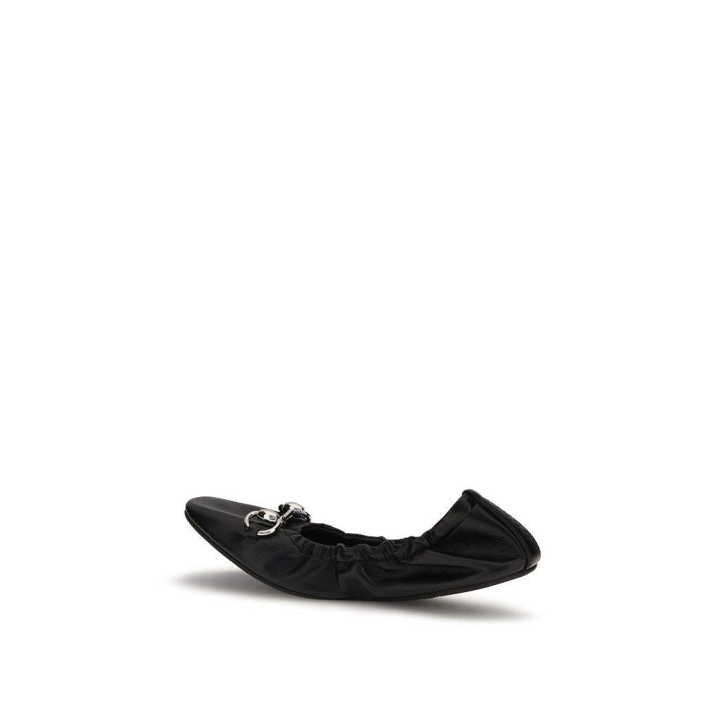 Gucci Black Calf Leather Bos Taurus Ballet Flats Gucci