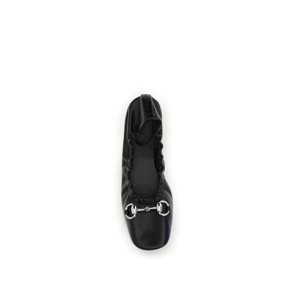 Gucci Black Calf Leather Bos Taurus Ballet Flats Gucci