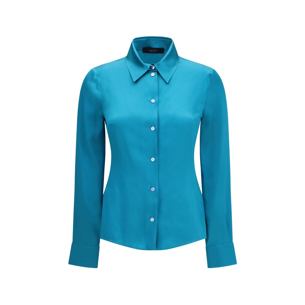 Gucci Blue Silk Dress Shirt Gucci