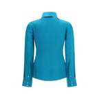 Gucci Blue Silk Dress Shirt Gucci