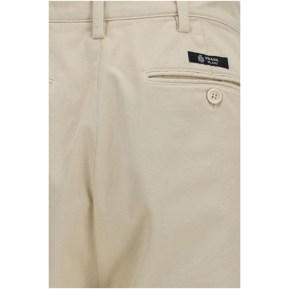 Prada Beige Cotton Casual Pants Prada