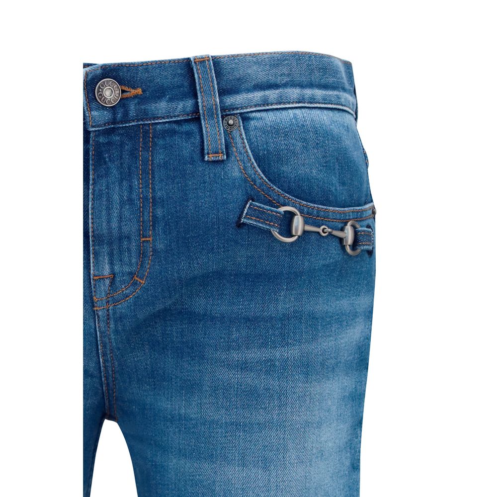 Gucci Blue Cotton Flared Jeans Gucci