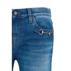 Gucci Blue Cotton Flared Jeans Gucci