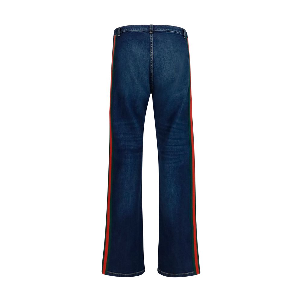 Gucci Blue Cotton Flared Jeans Gucci