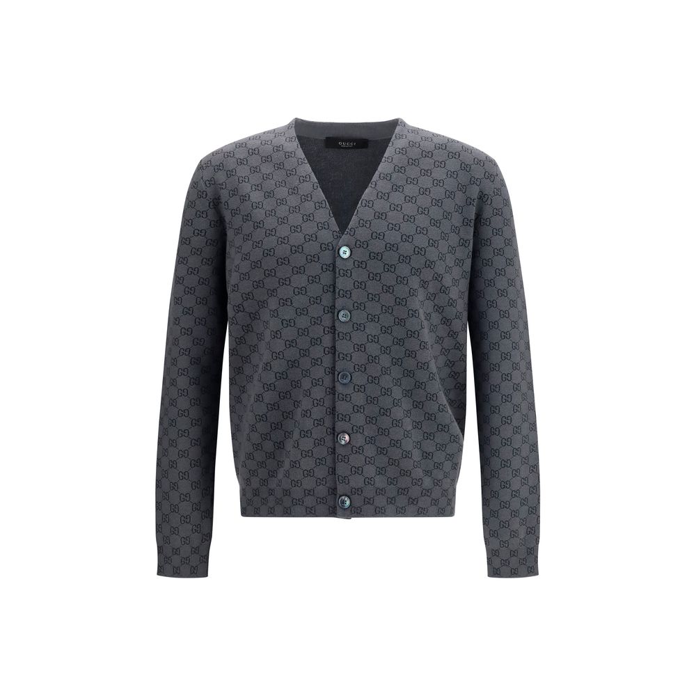 Gucci Gray Wool Oves Aries Cardigan Gucci