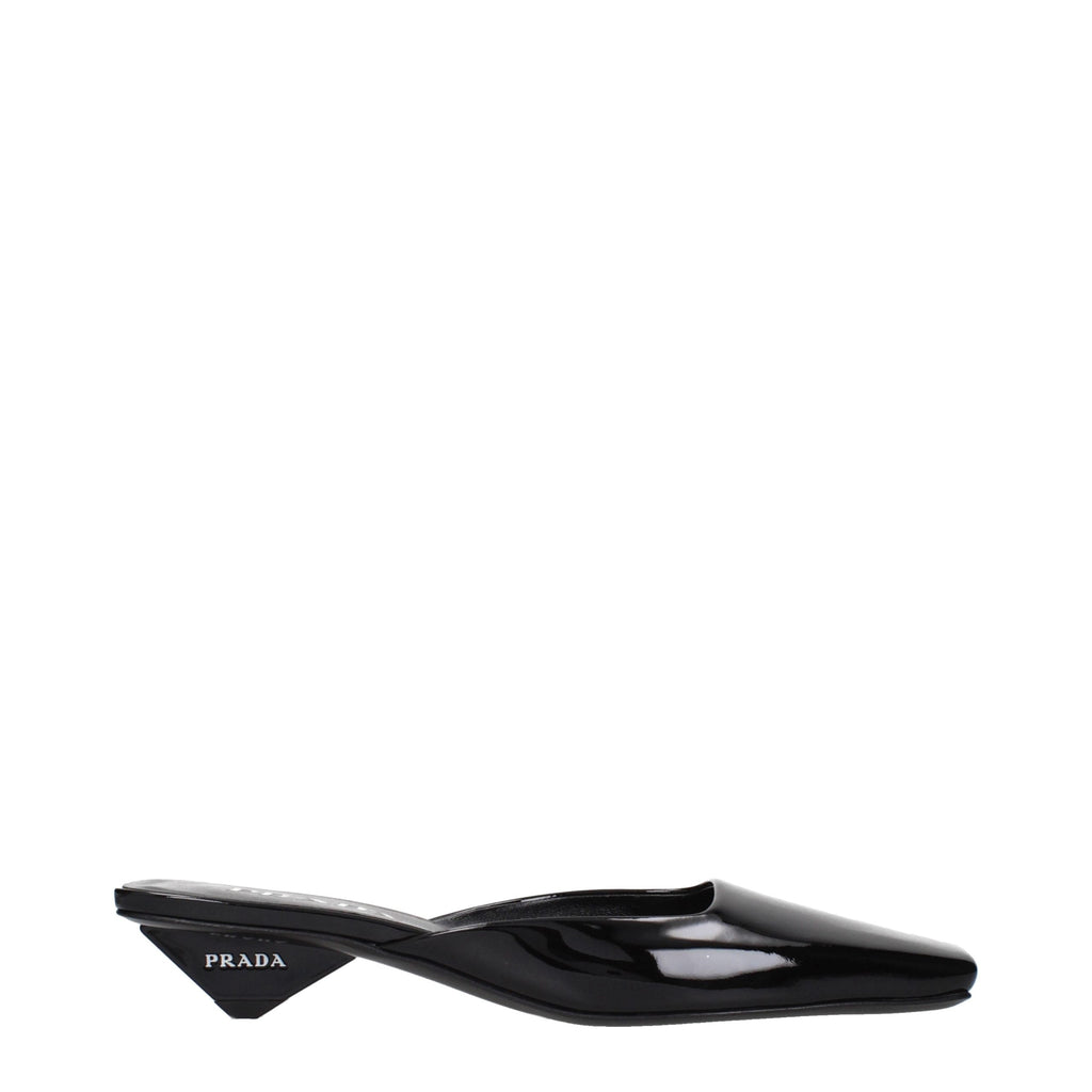 Prada Black Leather Flat Sandals Prada