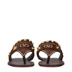 Valentino Garavani Brown Leather Flip-Flop Sandals Valentino Garavani
