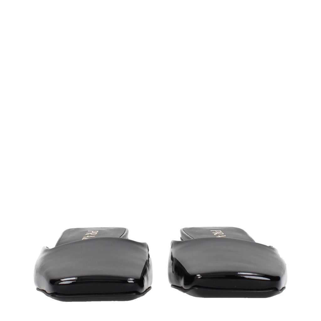 Prada Black Leather Flat Sandals Prada