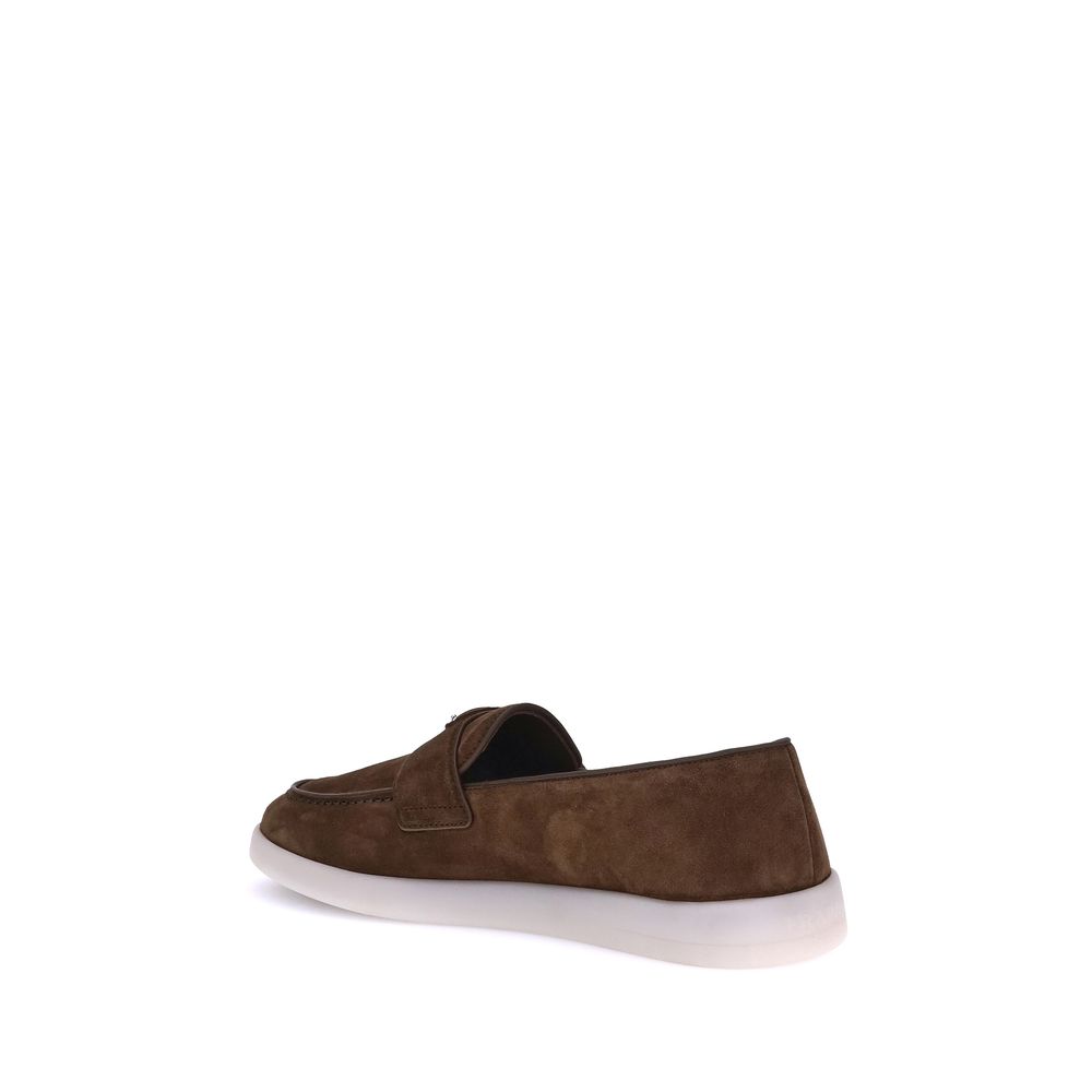 Prada Brown Calf Leather Bos Taurus Slip-On Loafers Prada