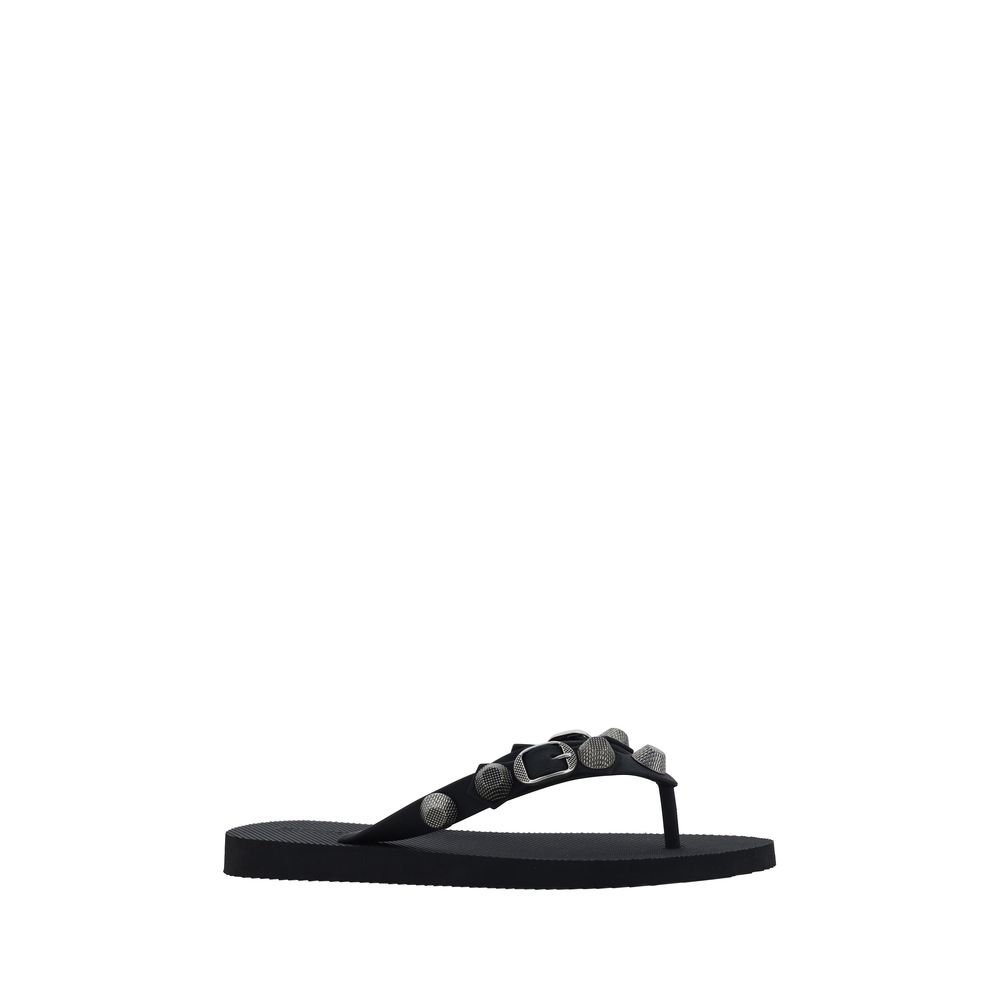 Balenciaga Black Polyurethane Flip-Flop Sandals Balenciaga