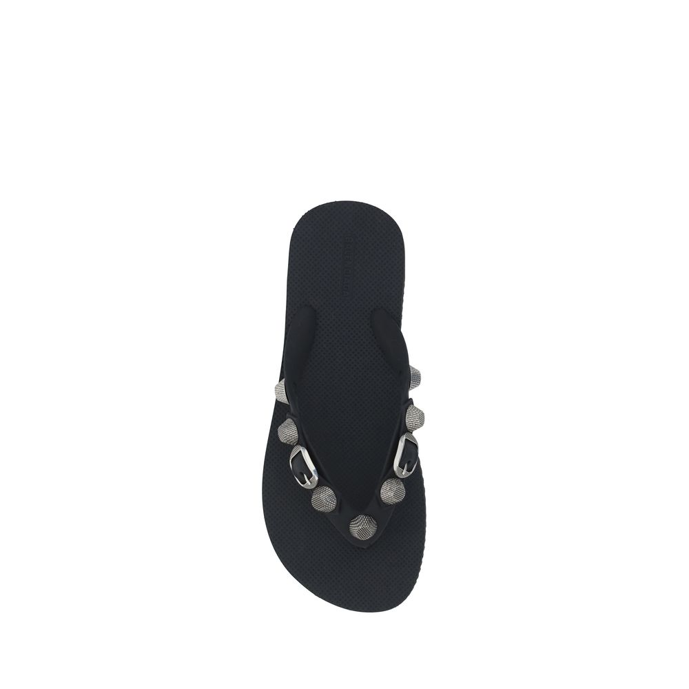 Balenciaga Black Polyurethane Flip-Flop Sandals Balenciaga