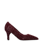 Prada Red Fabric Mid Heel Pumps Prada