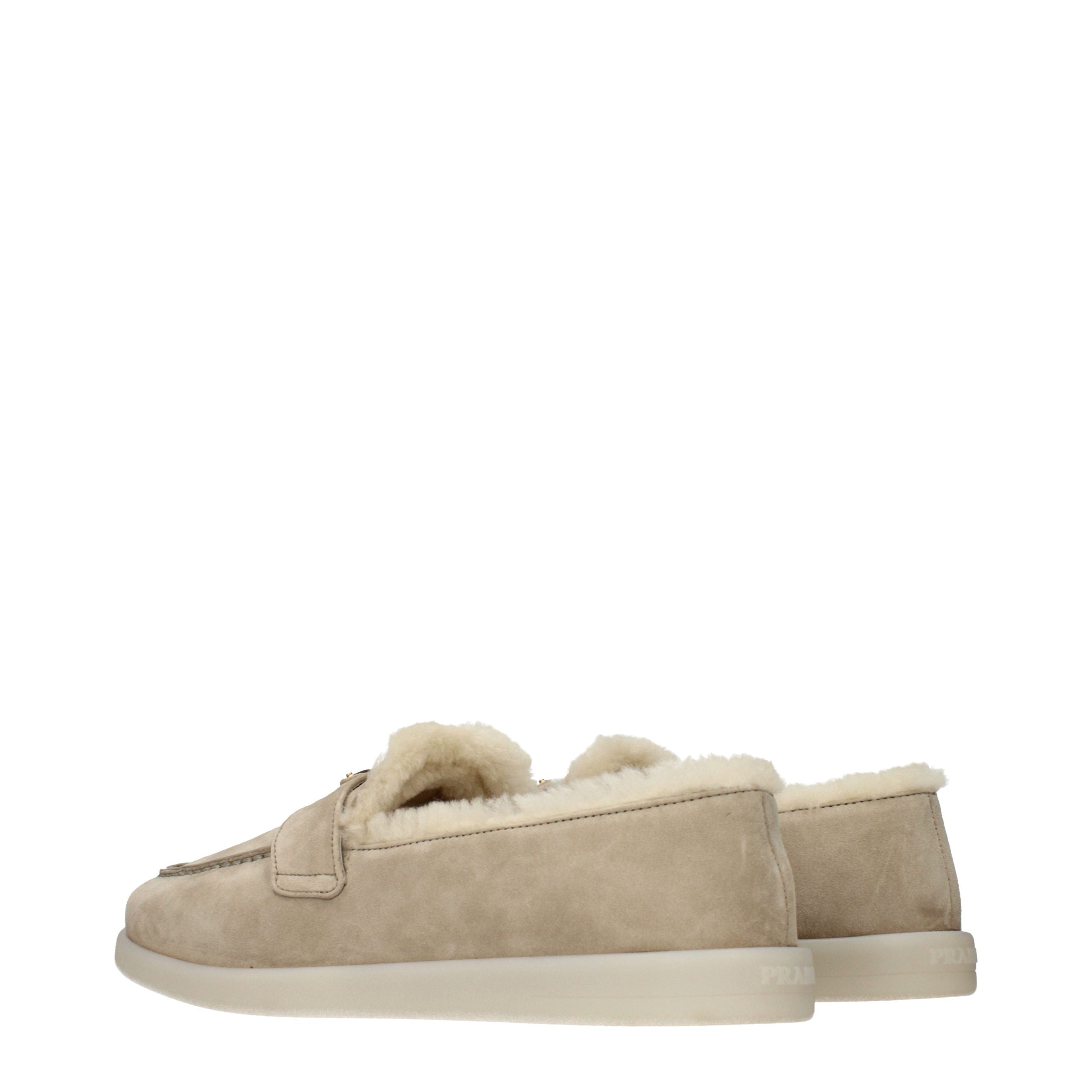 Prada Beige Leather Slip-On Loafers Prada