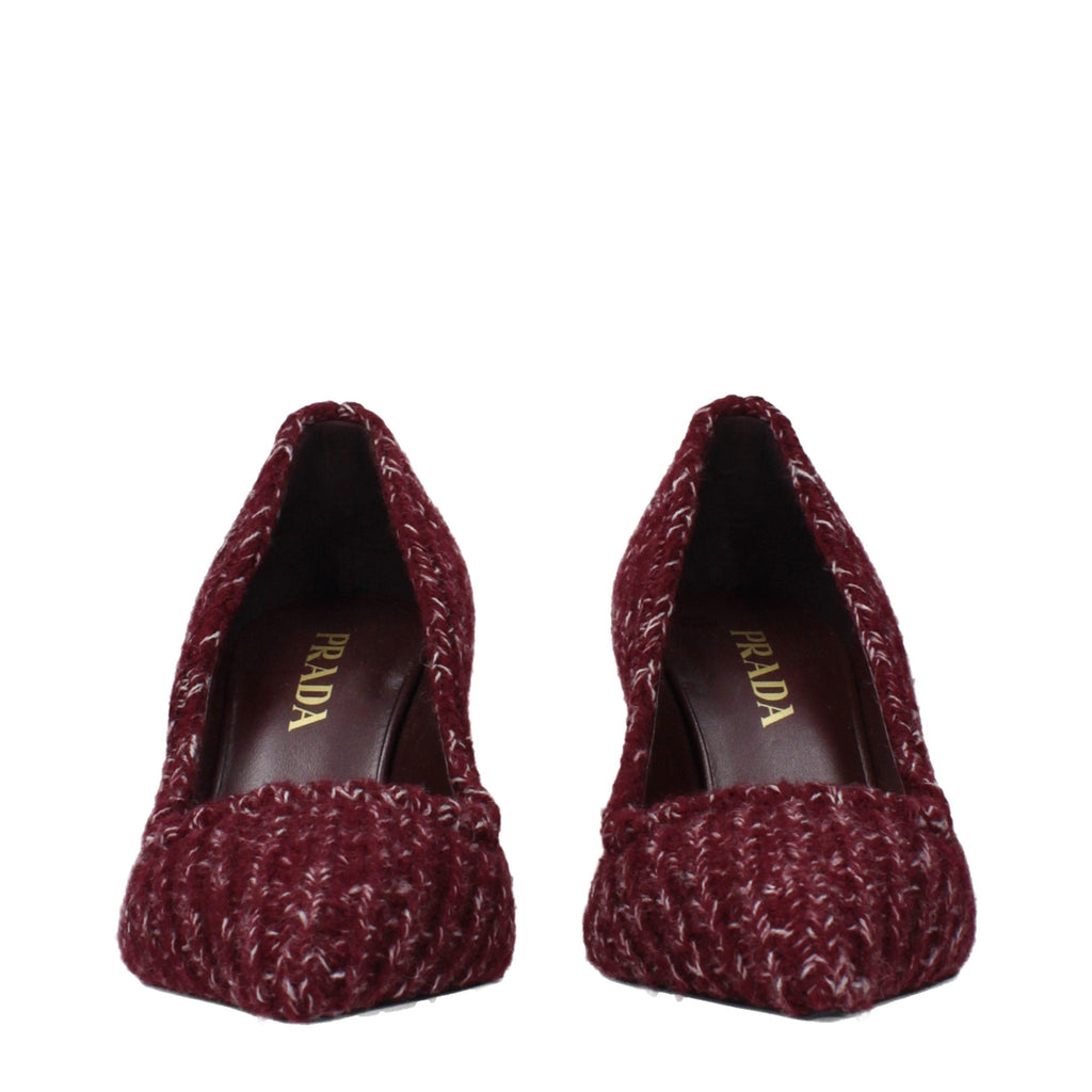 Prada Red Fabric Mid Heel Pumps Prada