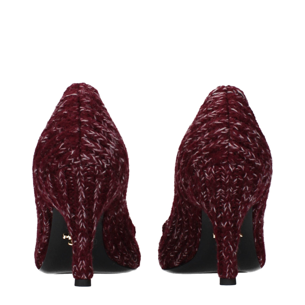 Prada Red Fabric Mid Heel Pumps Prada