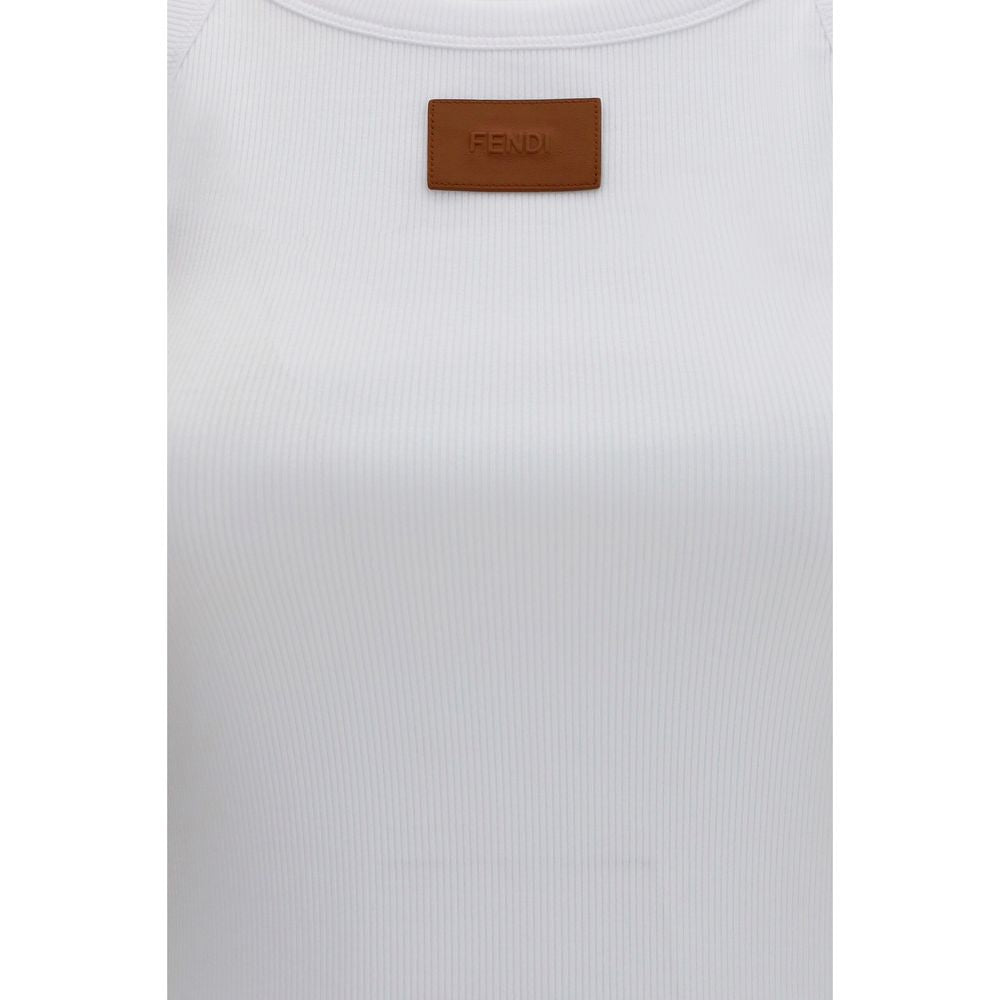 Fendi White Cotton Tank Tops Fendi