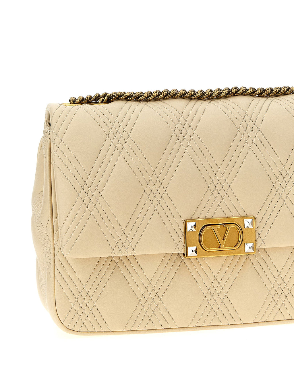 Valentino Garavani White Lamb Leather Shoulder Bag Valentino Garavani