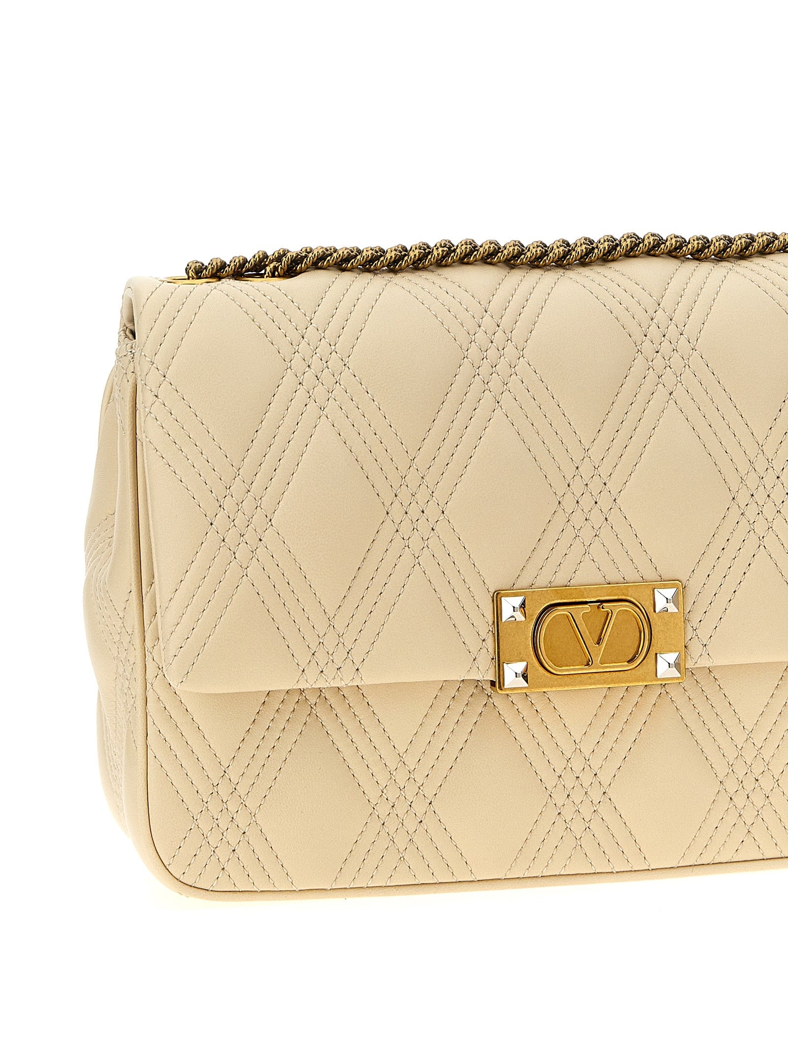 Valentino Garavani White Lamb Leather Shoulder Bag Valentino Garavani