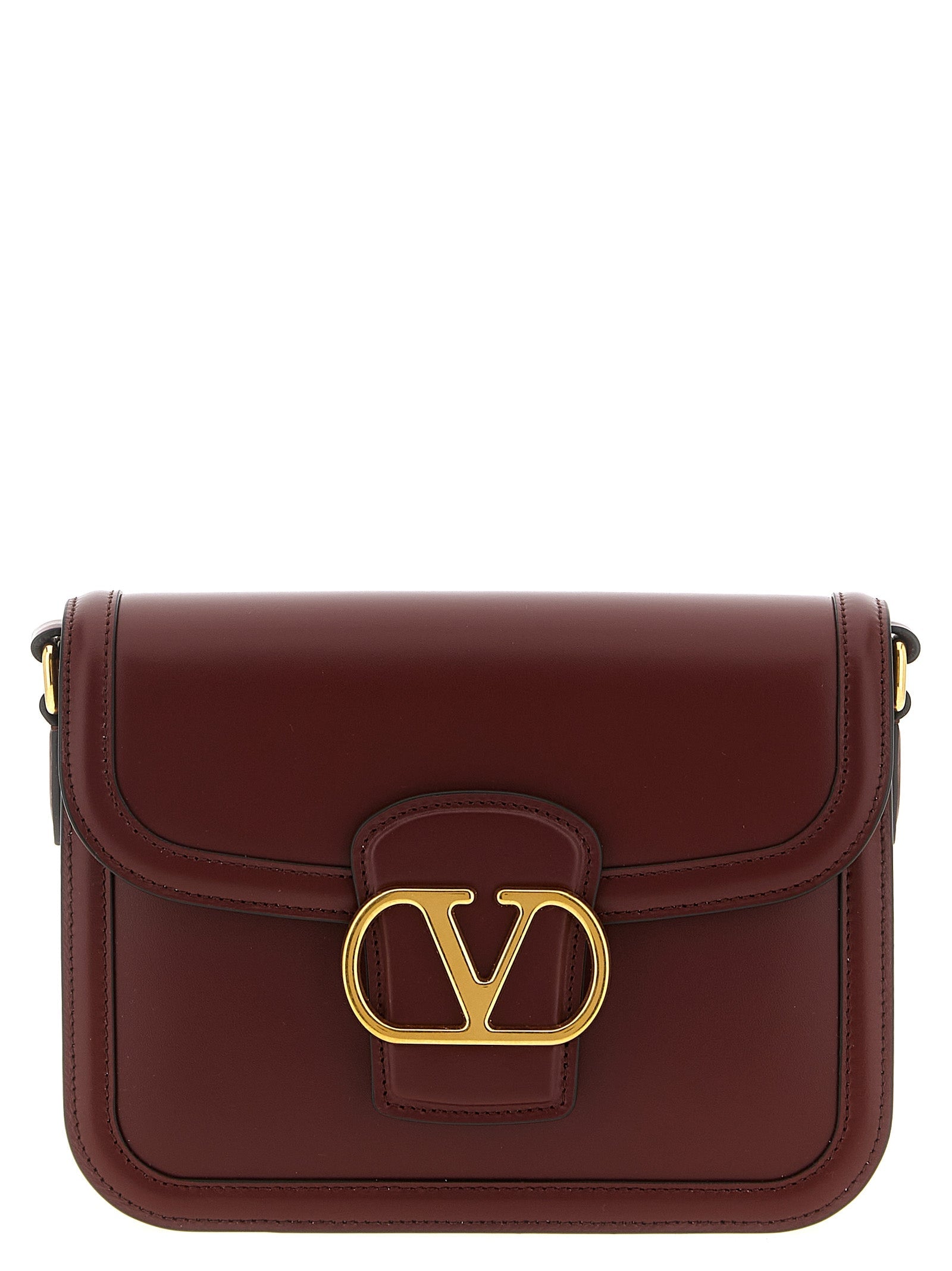 Valentino Garavani Bordeaux Calfskin Crossbody Bag Valentino Garavani