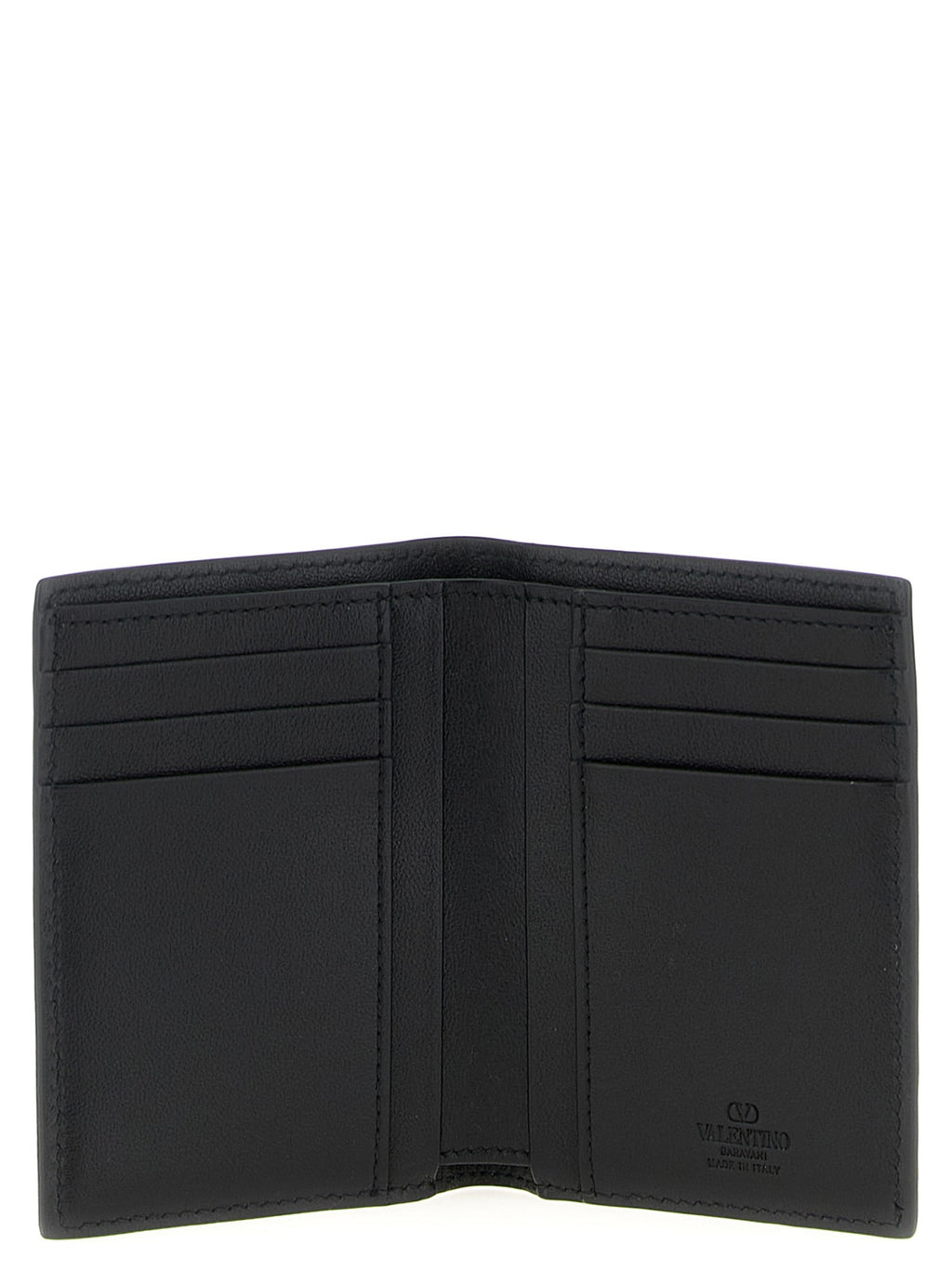 Valentino Garavani Black Ostrich Skin Cardholder Valentino Garavani