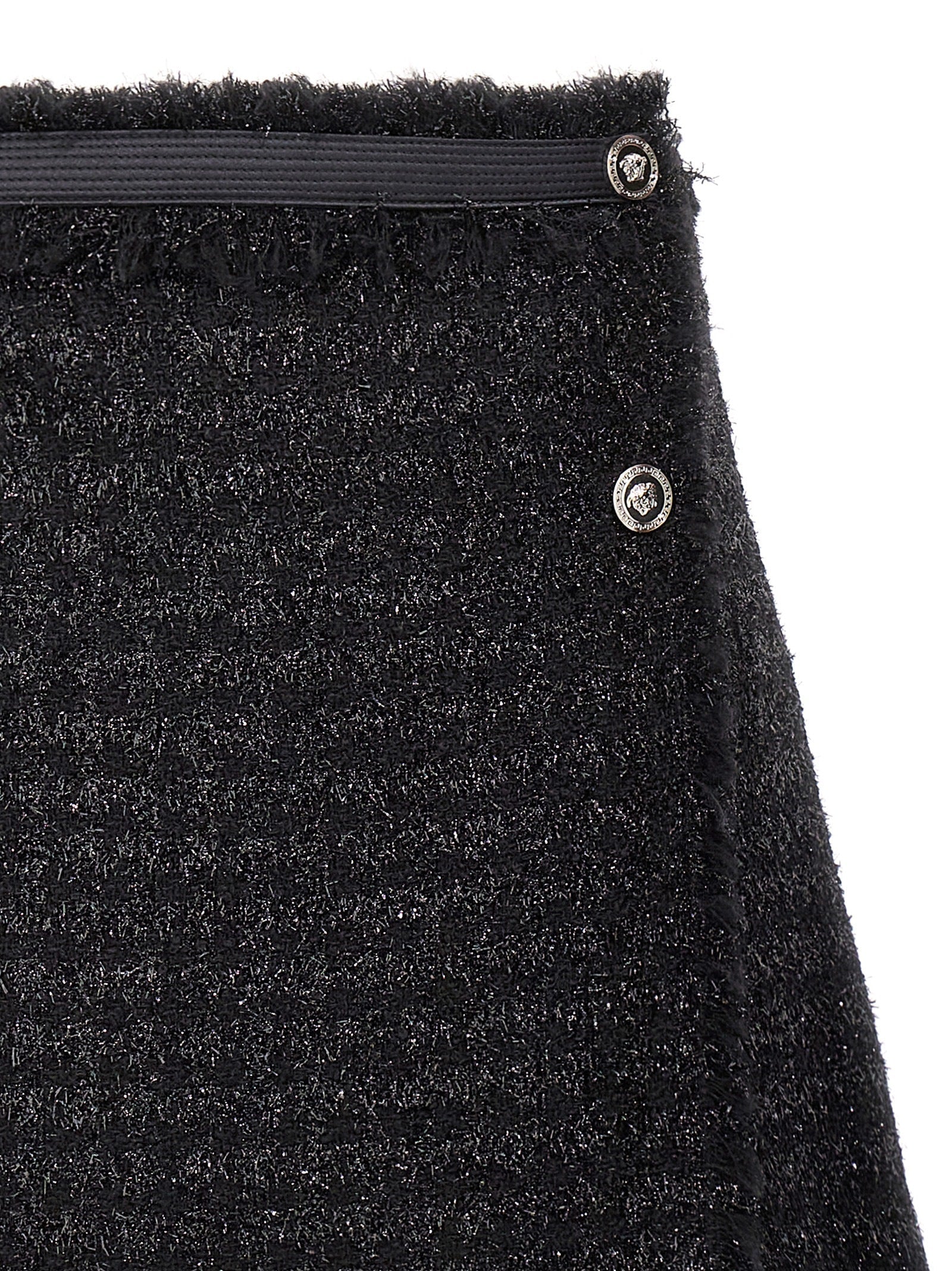 Versace Black Virgin Wool Long Skirt Versace