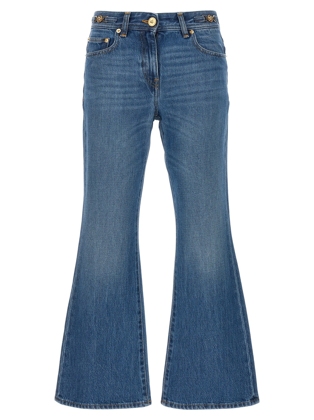 Versace Blue Cotton Flared Jeans Versace