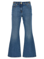 Versace Blue Cotton Flared Jeans Versace